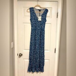 41 Hawthorn Teal Leaf Print Maxi Dress